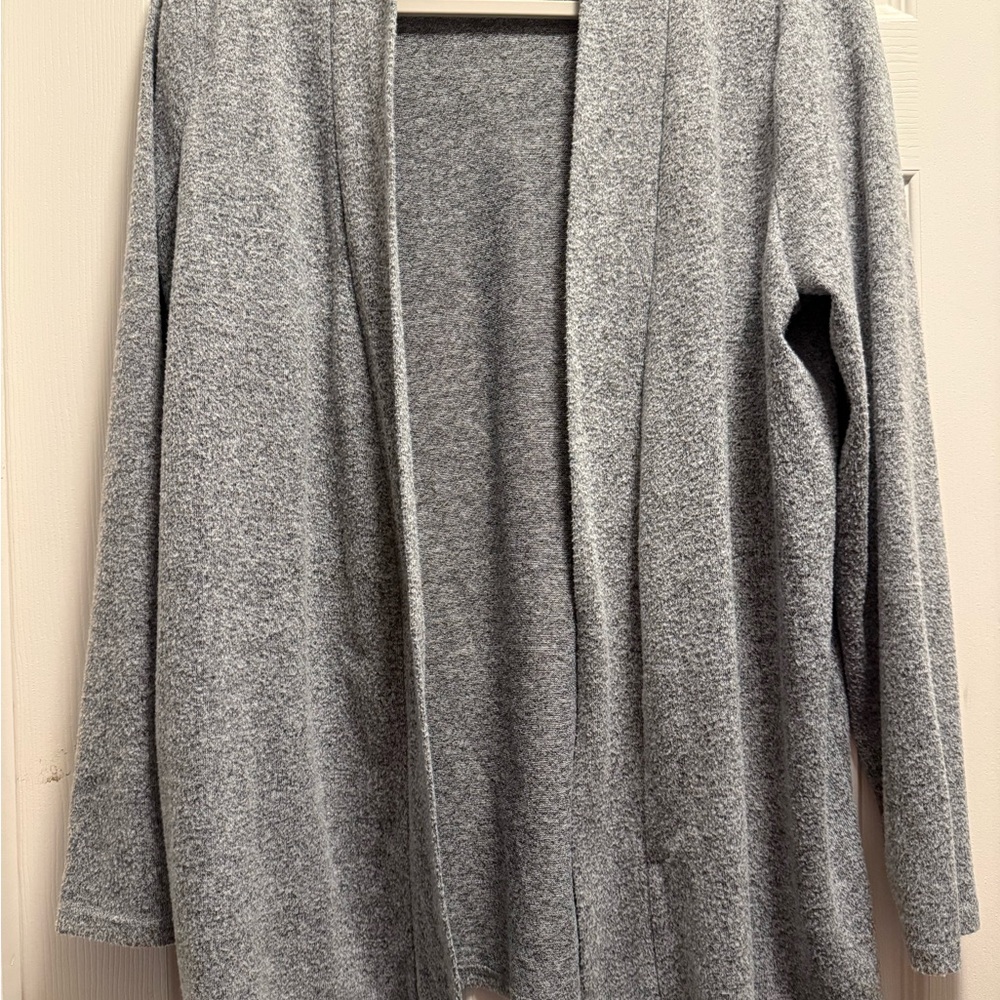 Elegant Heather Gray Open Front Cardigan